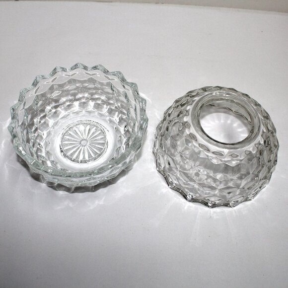 Vintage Homco 2 Piece Clear Glass Patterned Candle Holder - No Box - Picture 1 of 16